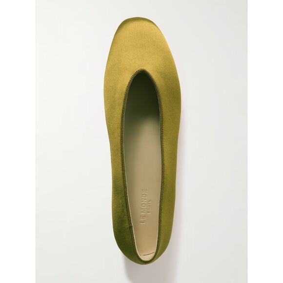 Le Monde Beryl Regency Grosgrain-Trimmed Satin Ballet Flats Green - IT 36.5